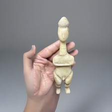 Antica statuina femminile cicladica idolo in pietra di marmo bianco rara
