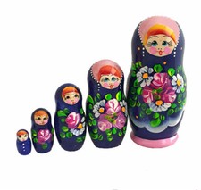Bambole Russe Blu Rosa 5 Pezzi