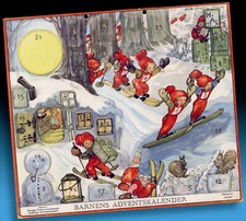 Vecchio Calendario Avvento Originale 1956 Imp Salto con gli Sci Concorso A.