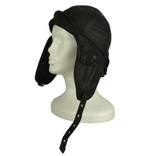 Casco aviazione vintage berretto pilota fodera in pelle 100% cotone nero
