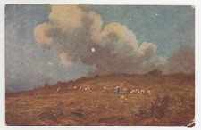 Cartolina antica - ILLUSTRATA, PAESAGGIO - QUADRO CON PASCOLO PECORE.