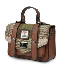 Borsa Tracolla Islander Harris Tweed Satchel Chestnut Tartan Size Medium