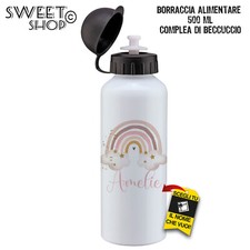 BORRACCIA PER BAMBINI 500 ML SCUOLA PERSONALIZZATA CON NOME ARCOBALENO