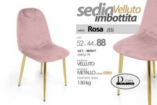SEDIA VELLUTO ROSA PIEDI