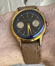 CRONOGRAFO BAUME & MERCIER CARICA MANUALE VINTAGE NERO ROSSO E BLU