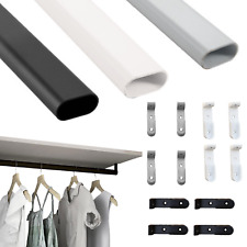 Tubo Asta Appendi Abiti Armadio Guardaroba Barra Ovale + 4 Supporti - 2 METRI