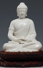 Statua Buddha 6,8" vecchia porcellana Dehua Shakyamuni Sakyamuni Tathagata Amitabha