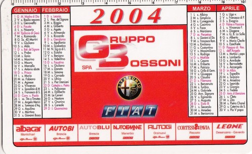 Calendarietto gruppo bossoni - -,
