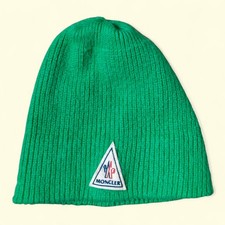 Moncler Vintage 80s 90s Electric Green Wool Beanie Hat Cappello Lana Wmns