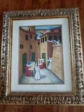 Dipinto olio su tavola "Pittori di Strada" di Ulisse
