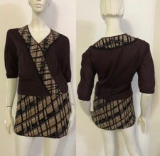 PINKO Vestito abito viola prugna fantasia beige paillettes Tg 42 Lana