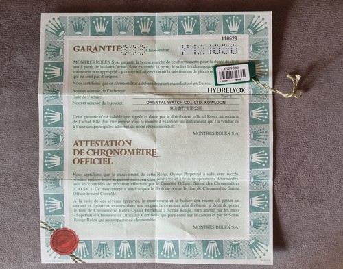 Rolex paper guarantee warranty - guarantee,