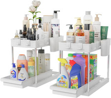 Set 2 Organizer Sottolavello per Bagno E Cucina Con Cassetto Scorrevole, Scaffal