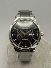 Orologio automatico subacqueo Data Giorno 50MT – Ghiera liscia, Acciaio nero