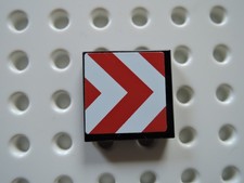 Lego 1 x Piastrella 3068pb0221 Nero 2x2 Adesivo Pericolo Striscia 7632 7633 60098