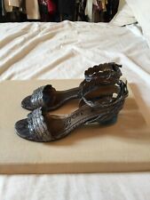 LANVIN SANDALI ALLA SCHIAVA GRIGIO ESOTICO PELLE LUSSO TACCO 5  ORIGINALI 38,5