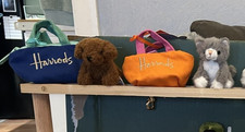 Harrods Key Ring - cat in a tote bag or Dog in a tote bag with tags