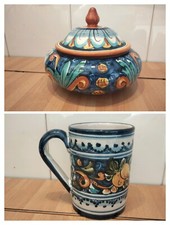 Biscottiera E Tazza Ceramica Di Caltagirone