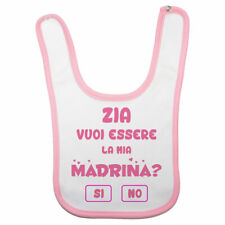 Bavaglino neonata personalizzabile con nome zia vuoi essere la mia madrina?