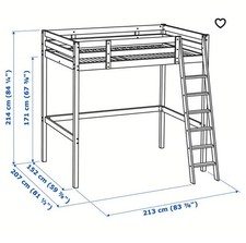 STORÅ Ikea Struttura per letto a soppalco, mordente bianco, 140x200 cm,in legno