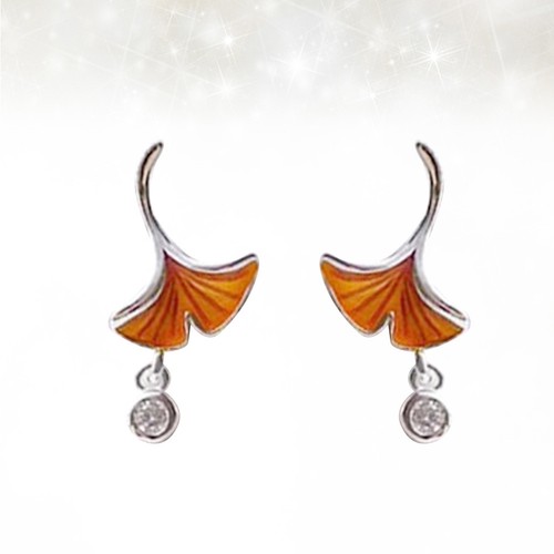 Paio orecchini foglia gingko - 1,