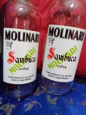 2 Bottiglie Vuote  Sambuca MolinariVintage  Da  Litro 1,5 Anni 80