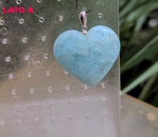 ► CUORE ACQUAMARINA CM 3.55 x 3.07 x 1.12 CIONDOLO ARGENTO 925   AQUAMARINE ◄
