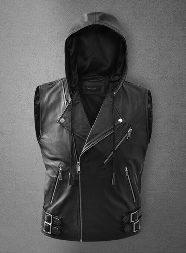 Gilet nero western uomo pelle