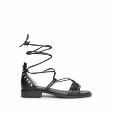 Sandali Nero Giardini donna in pelle alla schiava E218670D nero