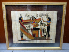 QUADRO CON PAPIRO EGIZIANO DIPINTO A MANO - ORIGINALE -