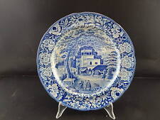 ANTICO DEL 1854 AUTENTICO RARO PIATTO SEMI PORCELLANA WEDGWOOD BIANCO E BLU