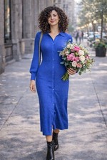 Abito midi maglia blu Maje