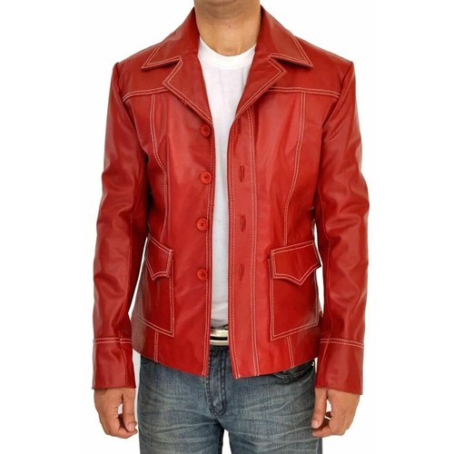 Giacca pelle rossa brad - giacca,