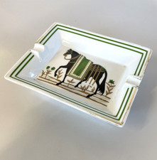 HERMES Ashtray POSACENERE SIGARO CAVALLO PORCELLANA LIMOGES VINTAGE LUXURY TRAY