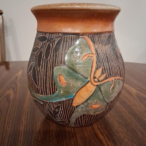 Vaso ceramica artistica incisa