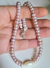 COLLANA PERLE D'ACQUA DOLCE LILLA PERLA BAROCCA BIANCA ARGENTO 925 PERLE NATURAL