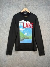 Maglione Dsquared2 uomo taglia UK S nero 1005 cotone lago logo grafico maglione Y2K
