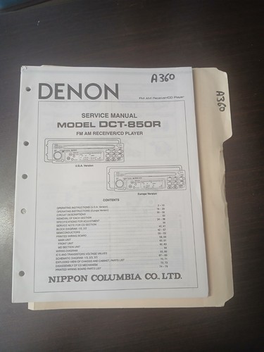 Denon dct 850r manuale - denon, dct-850r