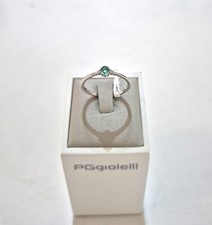 ANELLO Con SMERALDO E DIAMANTI ORO BIANCO 18 KARATI 750% PG Gioielli Solitario