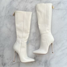 Stivali FEMME LA Los Angeles Miliano a punta al ginocchio tacco a spillo bianco 36
