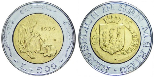 1989 san marino 500 lire - marino,