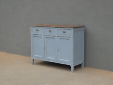Credenza tre ante laccata Shabby Chic con top in noce, primi '900 - L 132,5 cm!