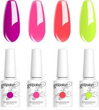 Smalto Gel Semipermanente, Set Di 4 Colori Neon, Fucsia Neon, Rosa, Arancione, G