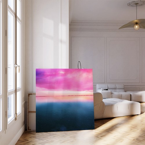 Paesaggio lago tramonto - , rosa