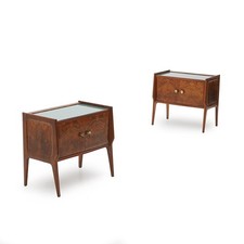 Coppia di comodini in radica