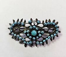 ANTICA SPILLA IN FILIGRANA D'ARGENTO E TURCHESE