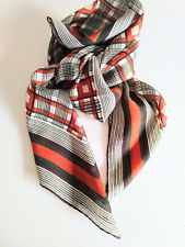 Foulard scozzese mussola di lana, 87 x 87, mano cachemire, salvia e arancio.