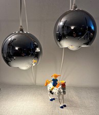 COPPIA LAMPADE A SOSPENSIONE EYEBALL VINTAGE DESIGN REGGIANI GUZZINI SPACE AGE