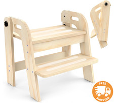 Sgabello in legno a 2 gradini