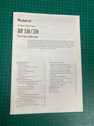 Roland hp530 hp330 manuale - hp530,
